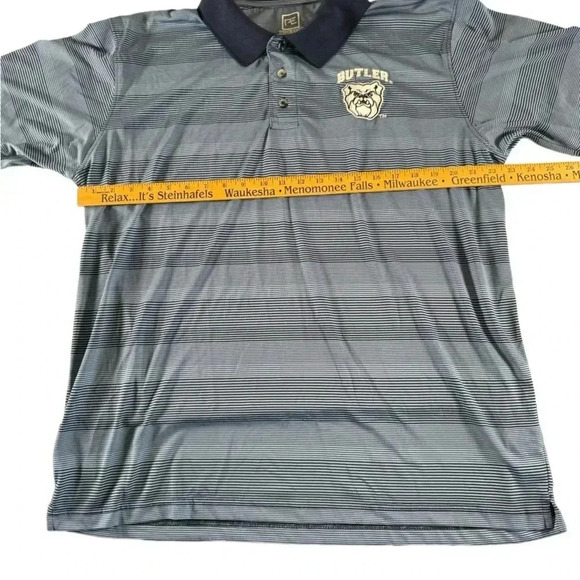Butler Pro Edge Men’s Golf Polo Striped Shirt Size XL Embroidered Logo - Picture 3 of 9